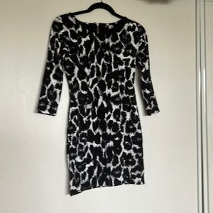 Divided by H&M black & white animal print 3/4 sleeve mini dress Small